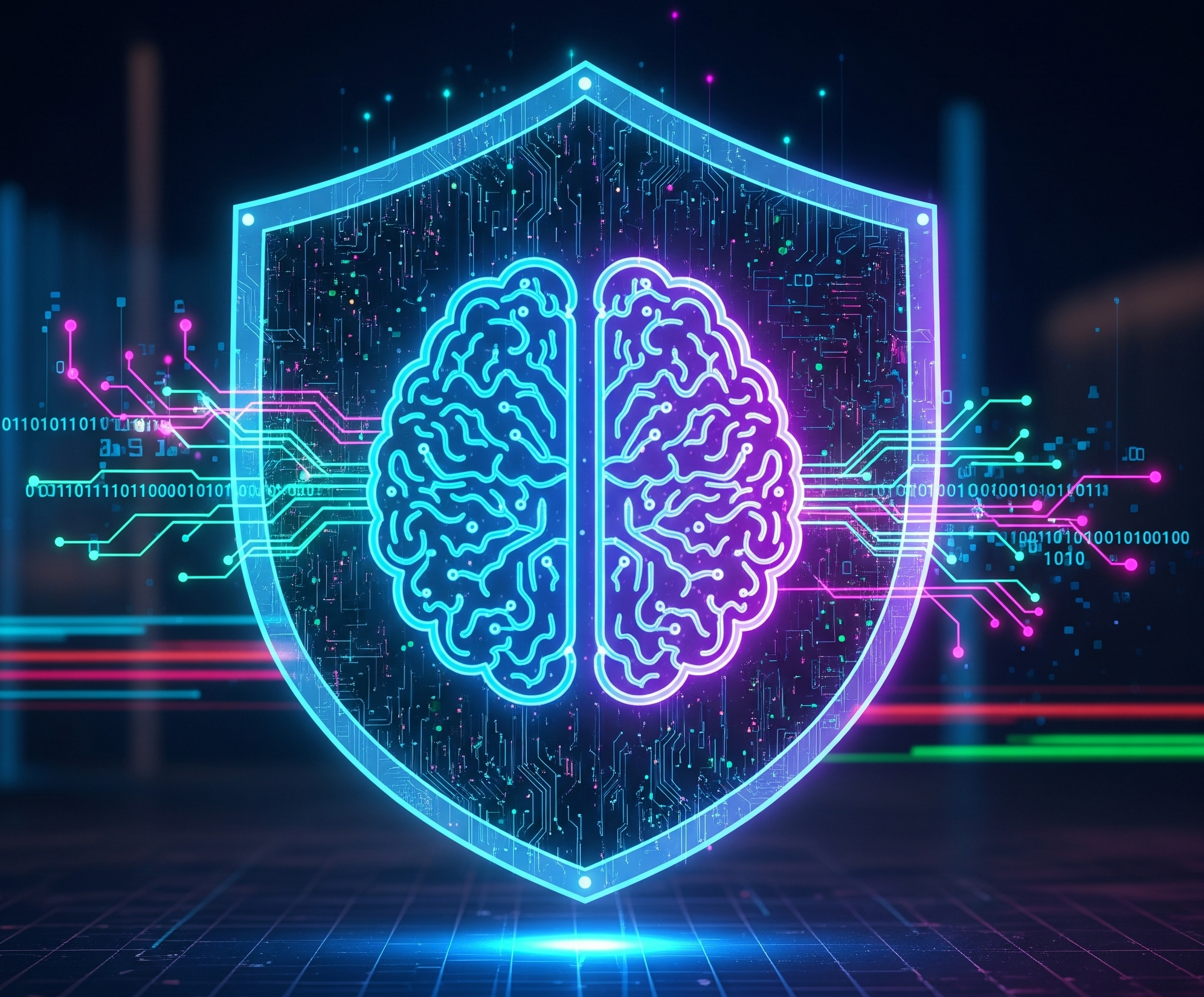 An illustration representing Artificial Intelligence Cybersecurity.